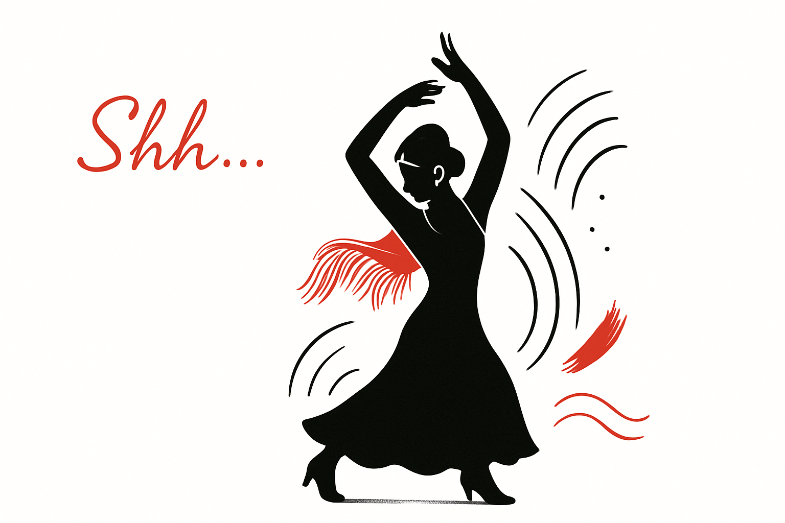 Ilustracion de bailaora sintiendo el silencio flamenco en Cardamomo